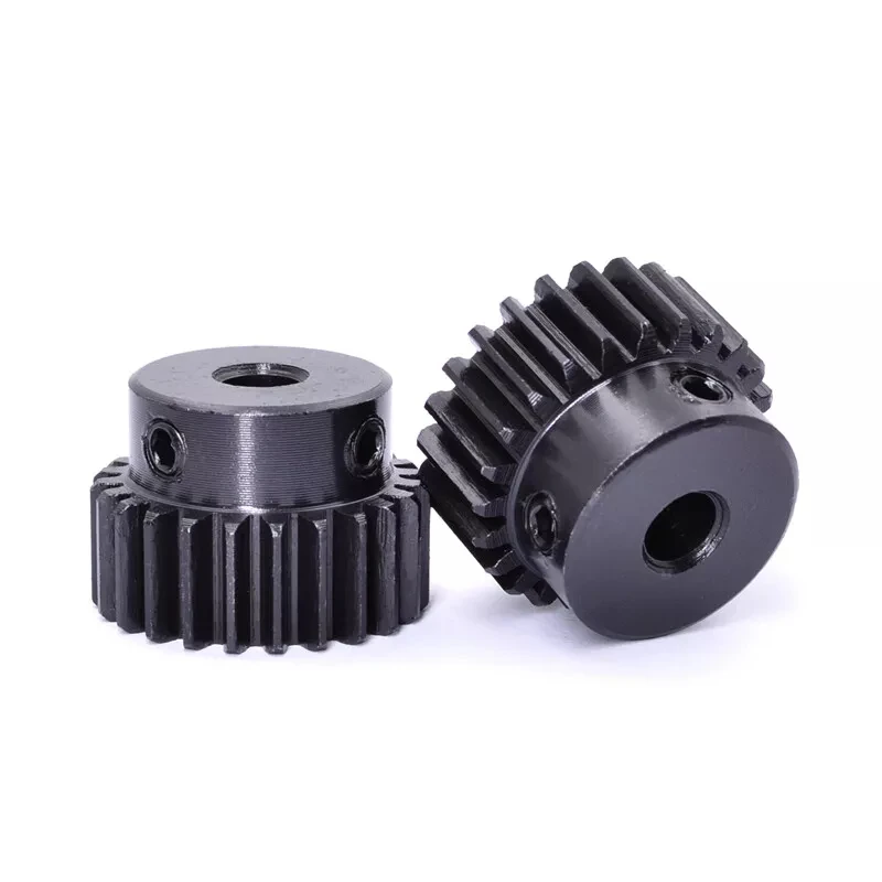 1PCS 1 Mod 15Teeth-35Teeth Spur Gear 45# Steel Pinion Gear Step Bore 4/5/6/6.35/7/8/10/12/14/15mm Blackened