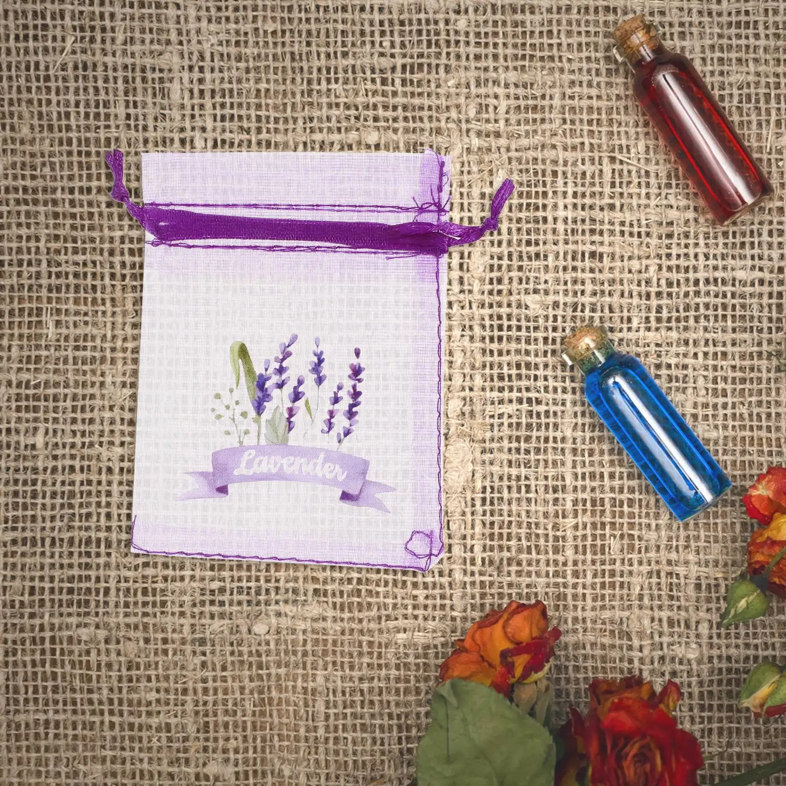 20 Pcs Lavender Bag Gauze Sachets Empty Drawstring Soft Breathable Mesh Storage Wardrobe Aromatherapy Fragrance