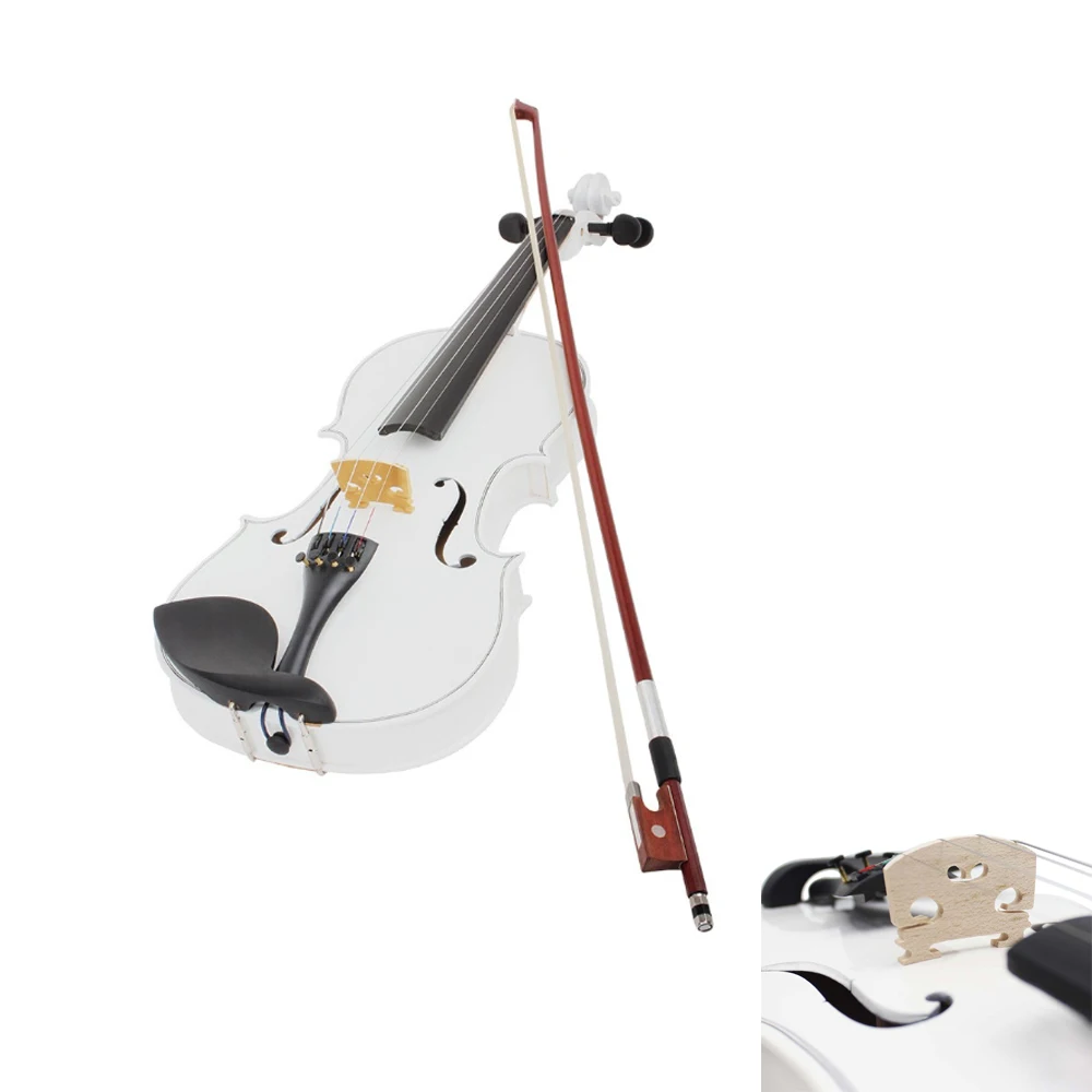 4/4 Full Size Solid Wood Acoustic Violin for Violin Beginner with Bow Case White Blue Pink Color Fiddle