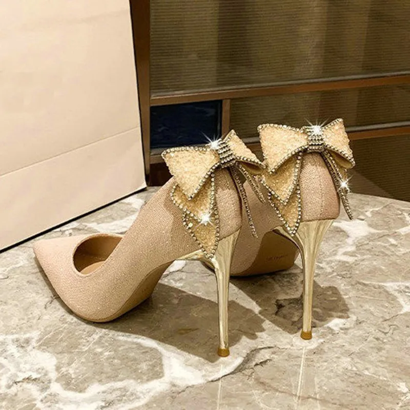 Zapatos Dorados Tacones Plateados Con Piedras 2025 Zapatos De