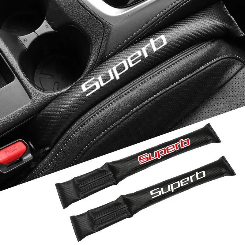 

Carbon Fiber Car Interior Seat Gap Plug Filler Pad For Skoda Superb Logo Accessories