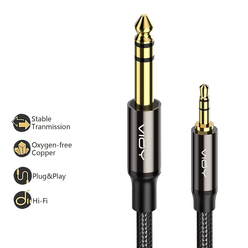 3.5mm to 6.35mm Audio Cable Stereo Audio Cable Jack Stereo Adapter Cable  1/8 1/4 Male for Cellphone Speaker,3m