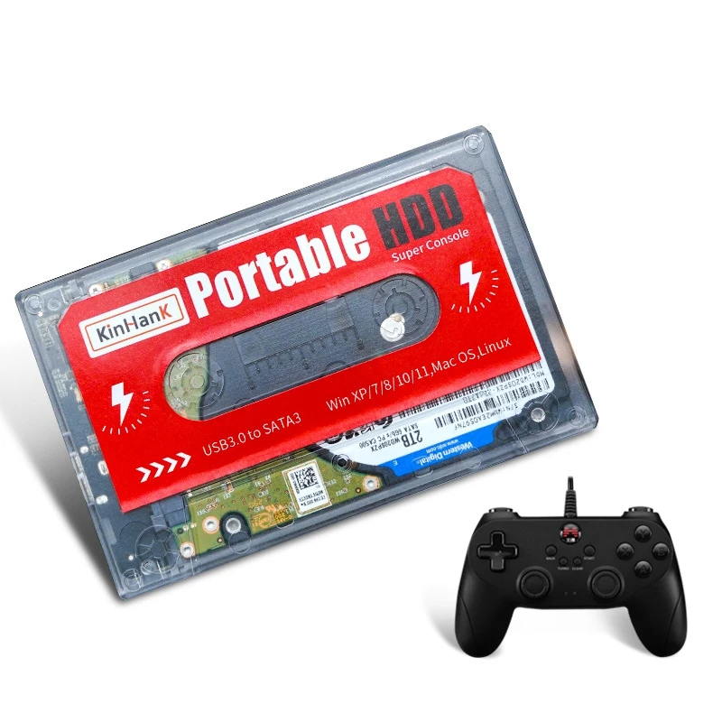 2TB HDD 2.5 External Game Hard Drive Disk 63000+ Games With Game Handle