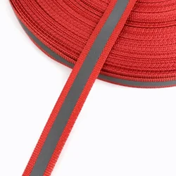 Reflective Nylon Webbing Tape for Apparel and DIY Accessories (Red)