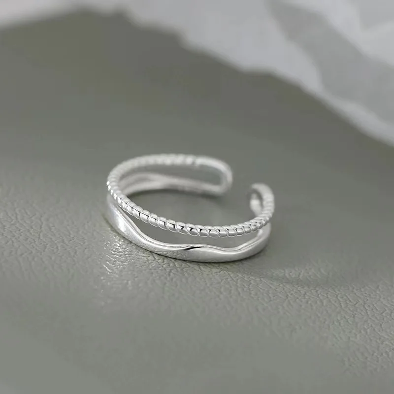 Wedding Rings Finger Rings Fashion Rings Engagement Rings Fashion Ring Original 925 Sterling Silver Double LInes Rings For Women Wedding Engagement Silver Women's Vintage Ring Fine Jewelry