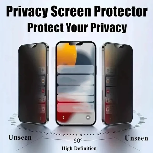 5Pcs Full Cover Anti Spy Screen Protector for iPhone 16 11 12 13 14 15 PRO MAX 14 Plus Tempered Glass Privacy 15 Plus 16 Pro Max 4