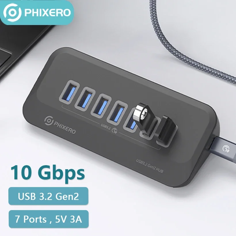 PHIXERO USB 3.2 Docking Station Hub 10Gbps Splitter Switch Dock Multi Port SD Card Socket Type C Gen2 for Surface PC Laptop 3.0