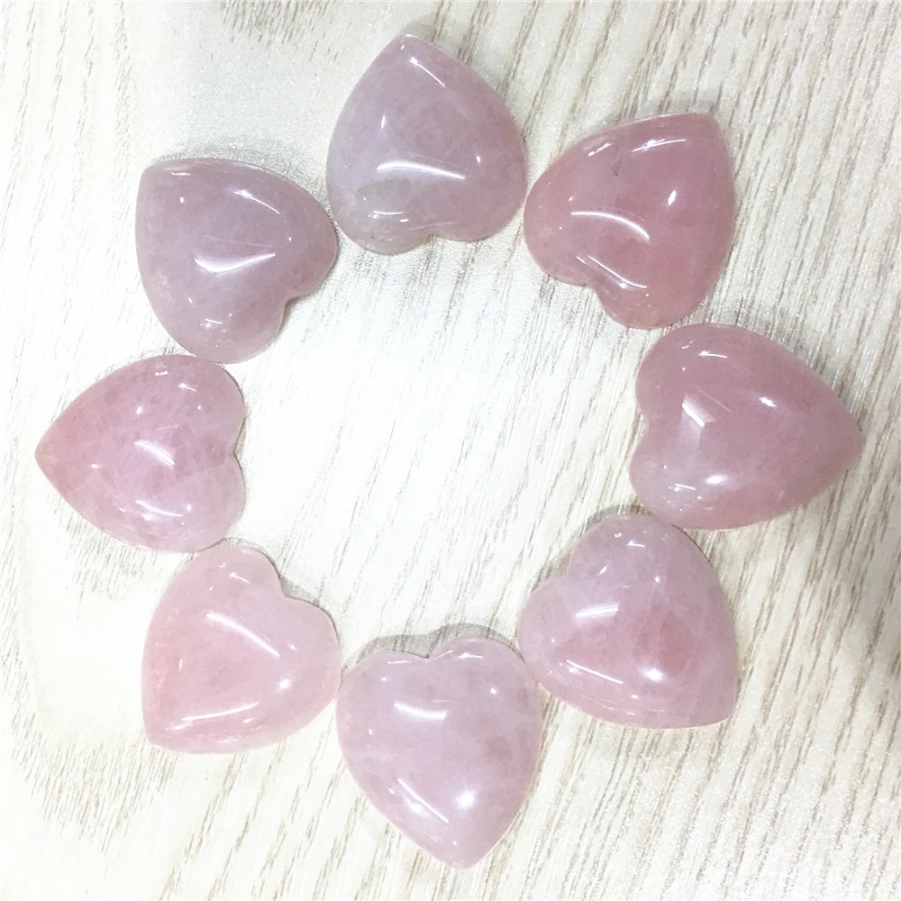 25mm New Hot Top Quality Natural Stone Heart Shape Cab Cabochon Roses Quartz Beads for DIY Jewelry Making 12pcs Dropshipping