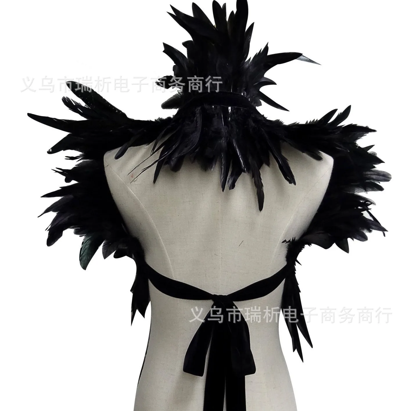 Gothic Feather Shawl Cock Feather Shawl False Collar Bucket Cloak Accessories Accessories 24W002