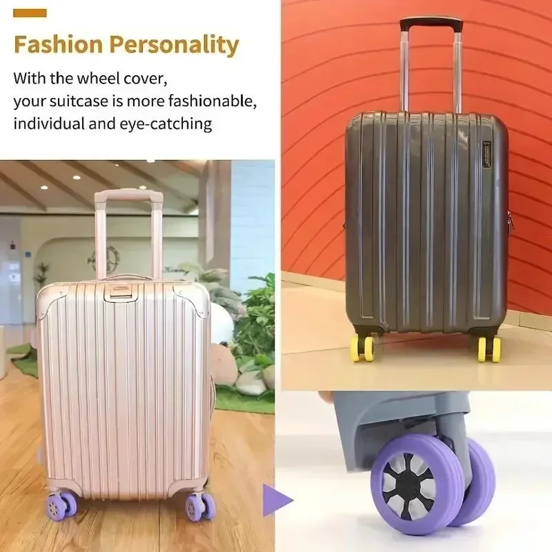 4/8PCS Luggage Wheels Protector Silicone Wheels Caster Shoes Travel Luggage Suitcase Reduce Noise Wheels Guard Cover Accessories