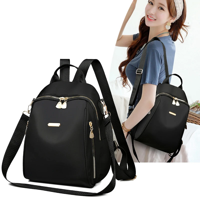 Simple Black Large Capacity Backpacks Women Travel Bag Solid Student Schoolbag Backpack Unisex Bags High Street Summer Holiday