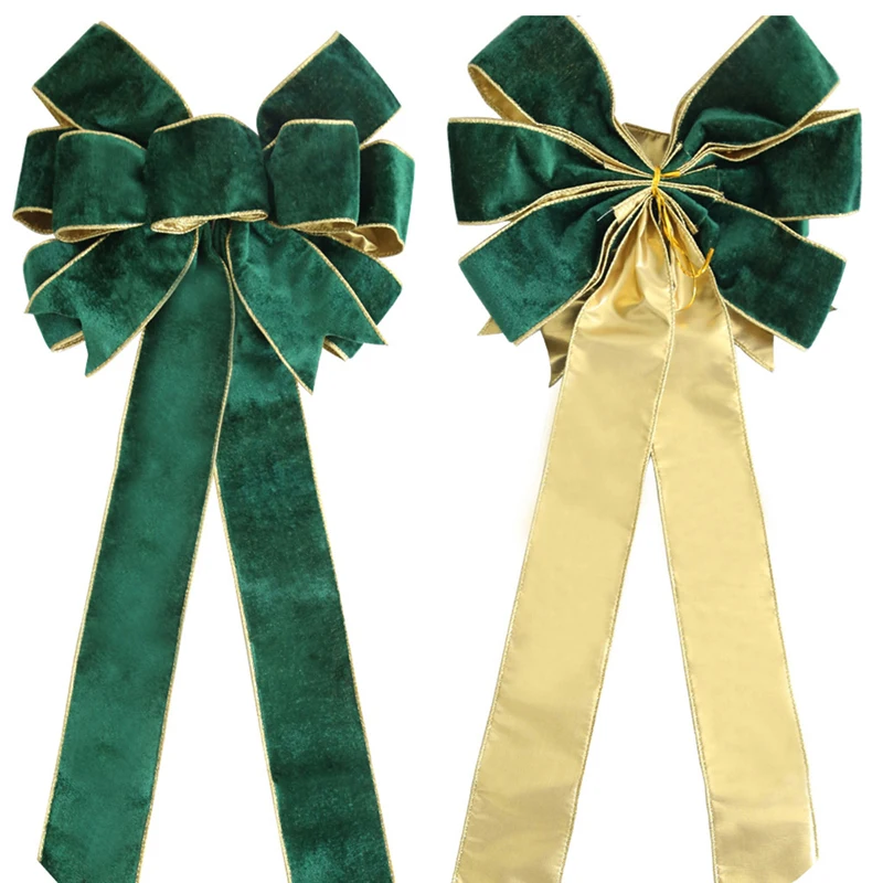 Description Picture 3 of itemChristmas Tree Topper Bow Golden Edged Large Velvet Bow Holiday Ornament for Home Office Party