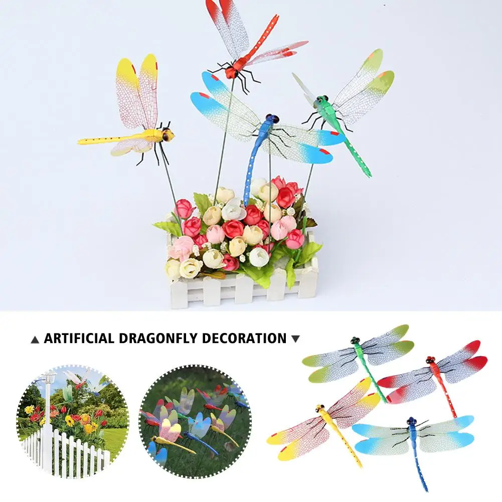 

3D Dragonfly Garden Yard Planter Dragonfly Flower Arrangement Outdoor Dragonfly Flower Decor Pots Colorful Decoration P2U2
