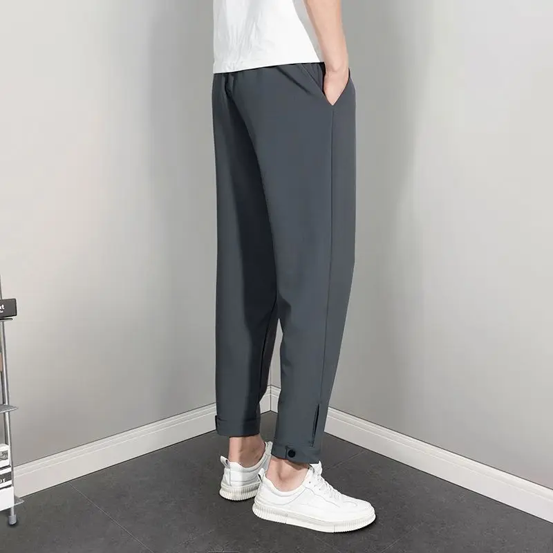 Solid Color New Models Versatile Loose Fitting Straight Cylinder Leisure Senior Texture Simplicity Men's Cropped Pants Summer
