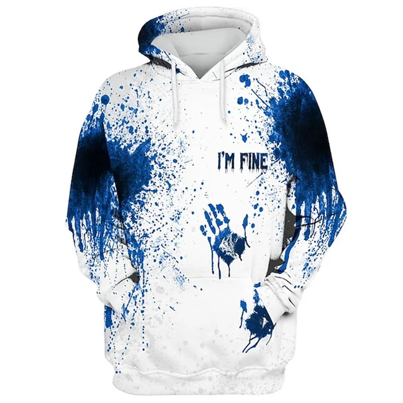 Sudadera con capucha de Halloween divertida con estampado 3D para hombres y mujeres, sudadera informal de manga larga con patrón de sangre aterrador, sudaderas holgadas