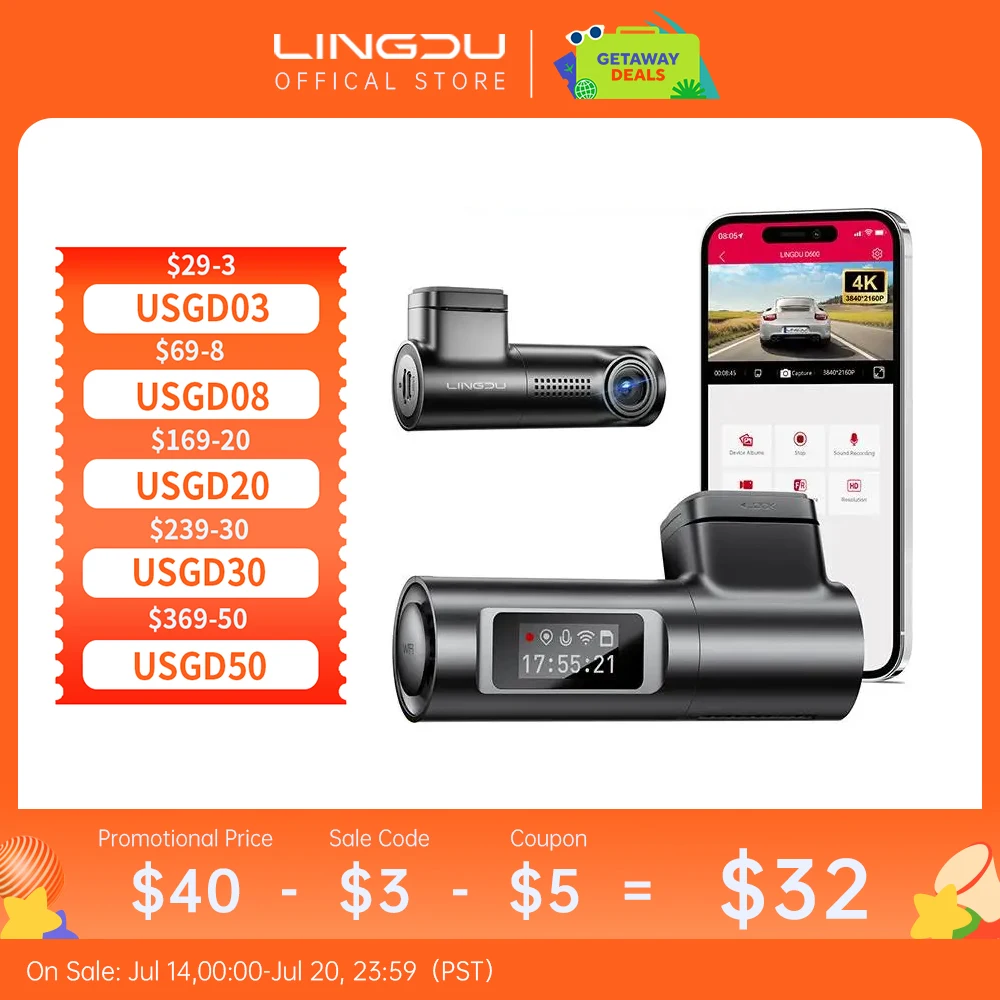 LINGDU-D500-Dash-Cam-Ultra-HD-4K-Front-Dashcam-Smart-Car-DVR-Dash-Car ...