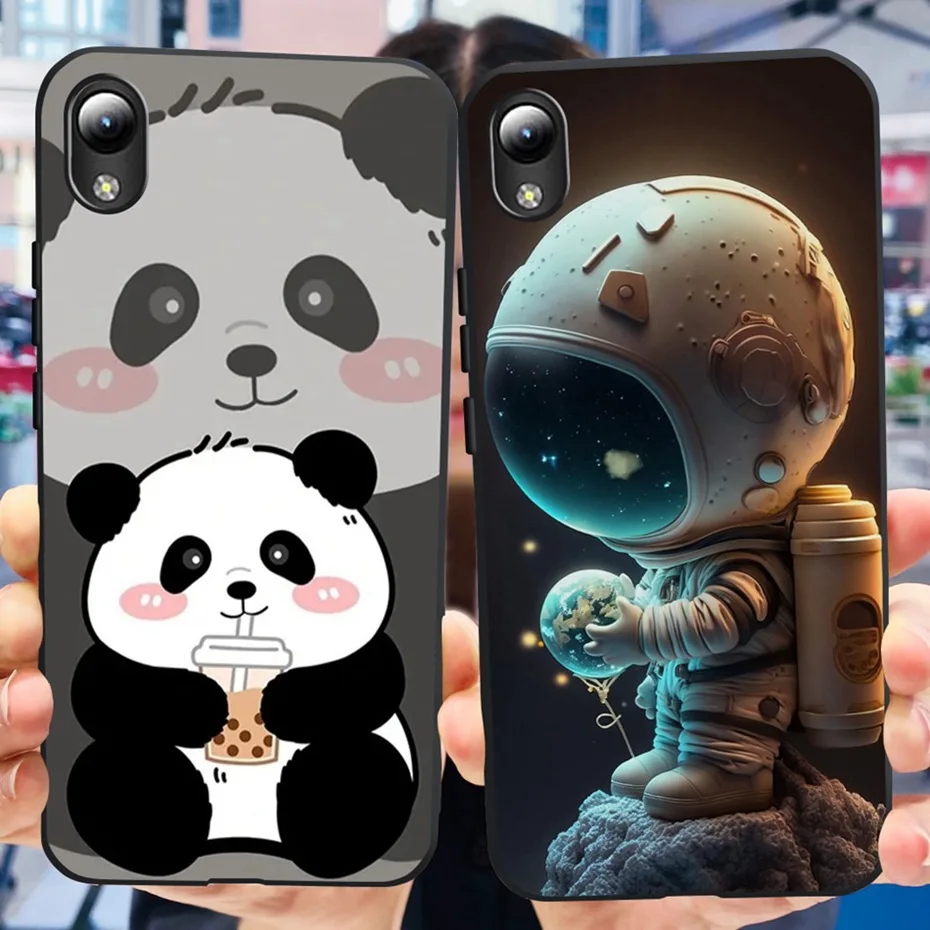 Lovely Printing Black Silicon Soft Back Cover Phone Case