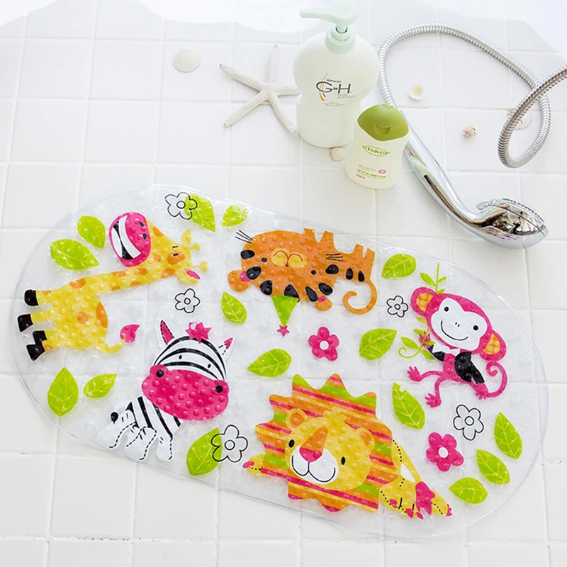 thumbnail image 1 of Alfombrilla de baño antideslizante con 23 patrones de dibujos animados, base de PVC con ventosa para ducha para niños, alfombrilla de baño con drenaje, alfombrilla de bañera ecológica, 1 of 5
