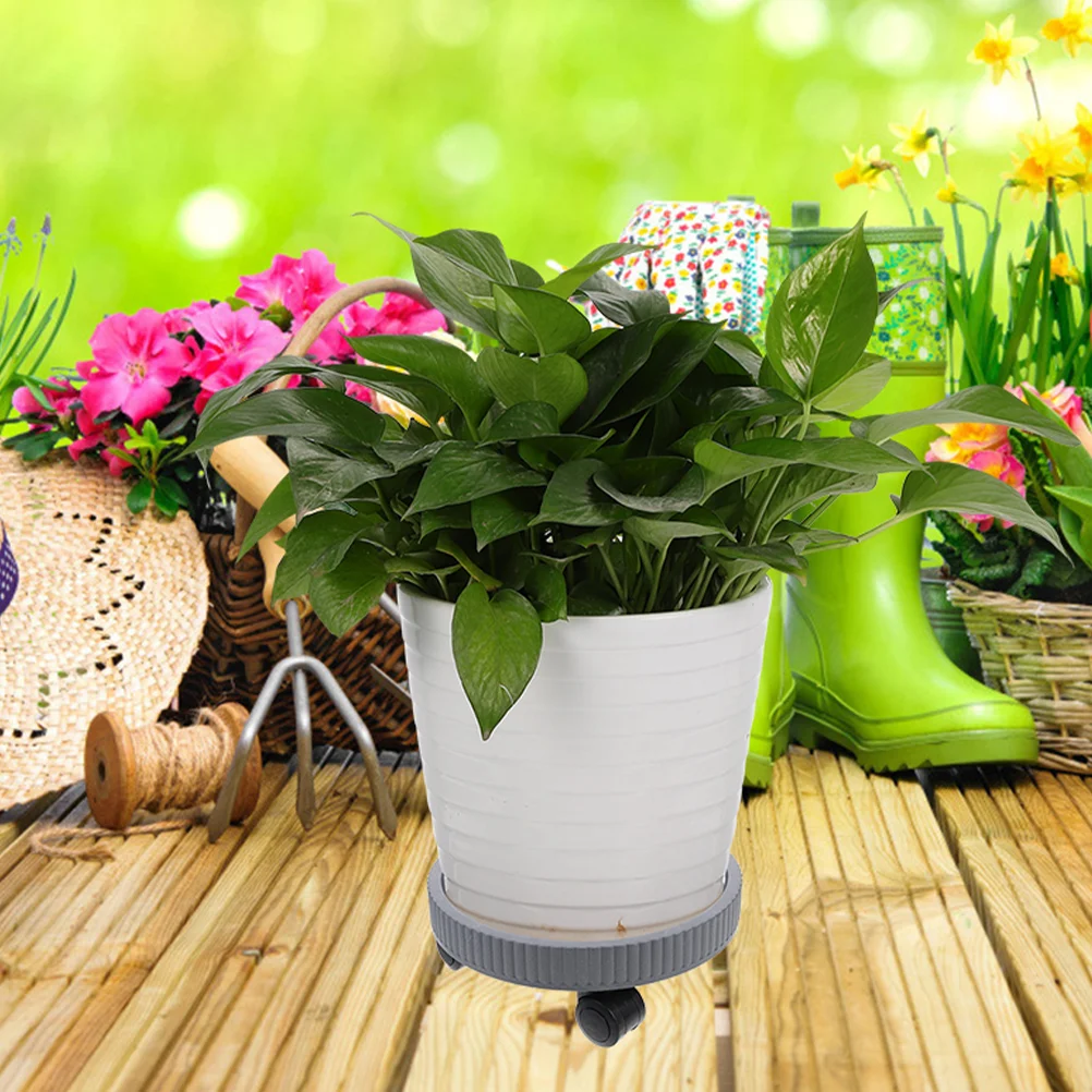 

Mobile Pot Base Movable Plant Stand Garden Mover Plastic Flowerpot Indoor with Wheels Dolly Rolling Round Tray