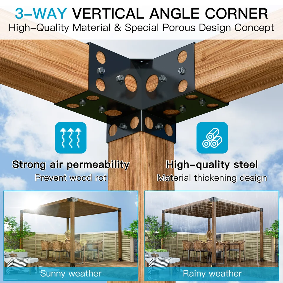 パーゴラブラケットキット、4×4インチの高さのある木製スタンド