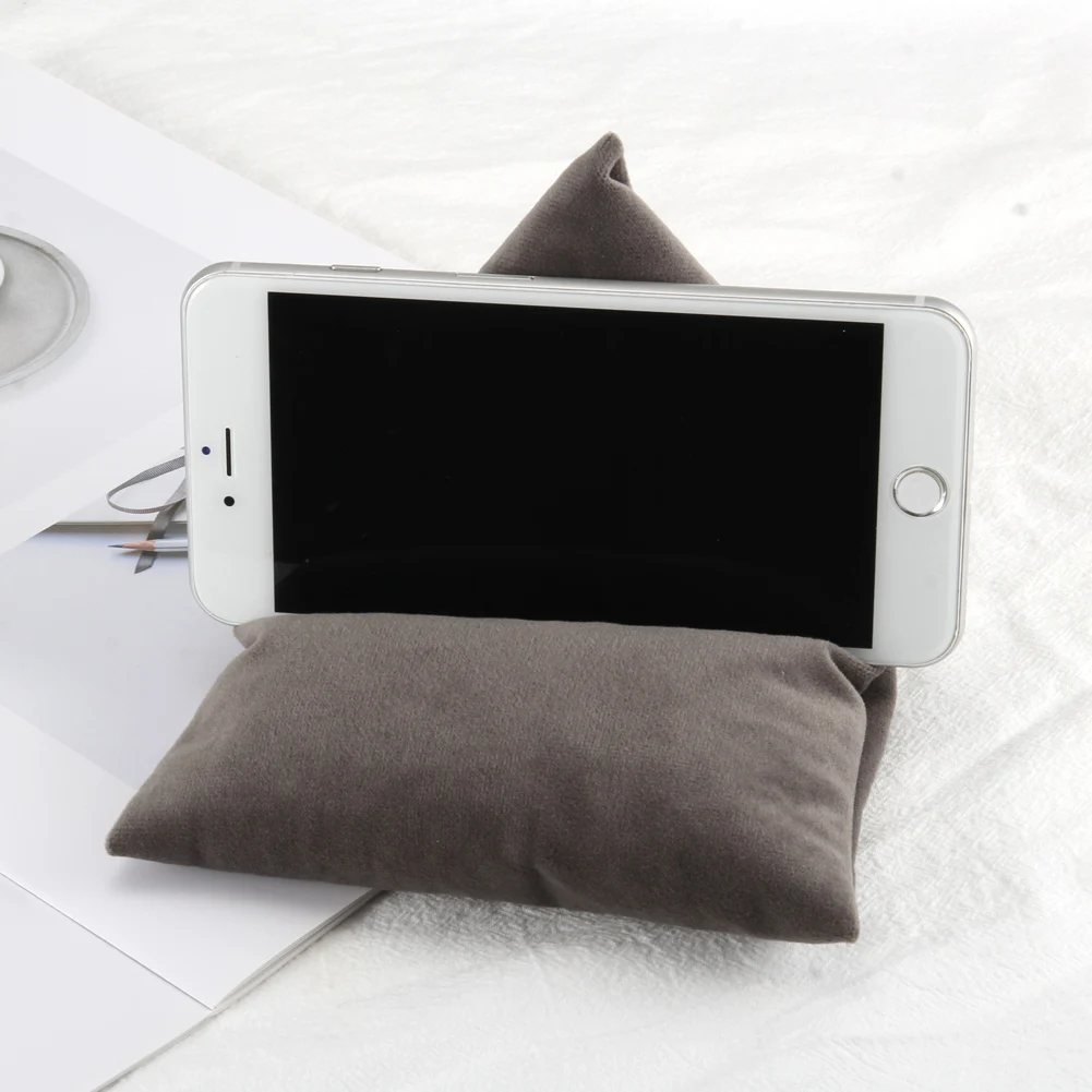 Triangle Velvet Pillows Mobile Phone Holder Skin-friendly and Soft Fabric Phone Rack for Smart Phones Watching TV — view 4