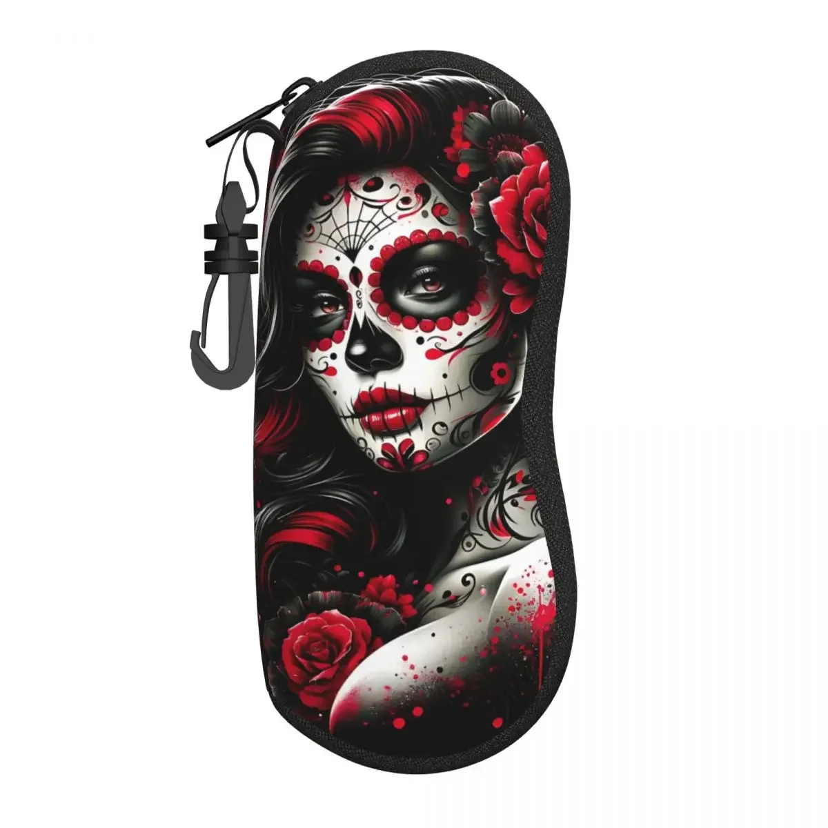 Custom Mexican Catrina Sugar Skull Tattoo Shell Eyeglasses Protector Cases Cute Sunglass Case Glasses Bag