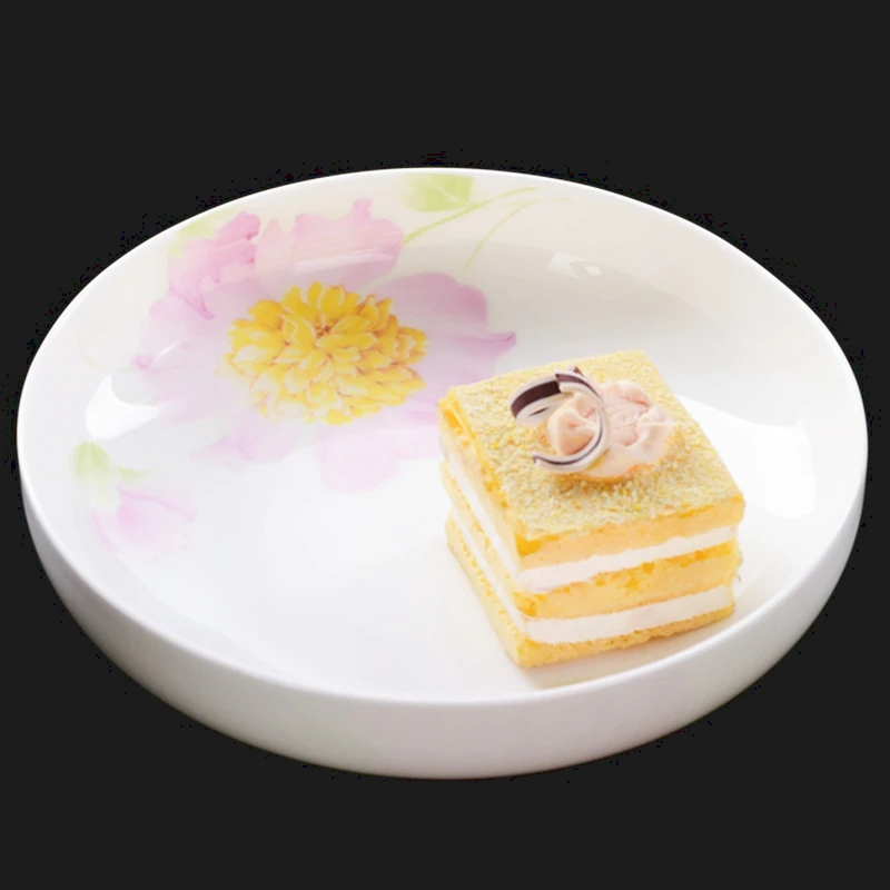 7inch, real bone china dinner plate, sun-flower design, porcelain serving dish, pastra deep plate, ceramic dishes for serving