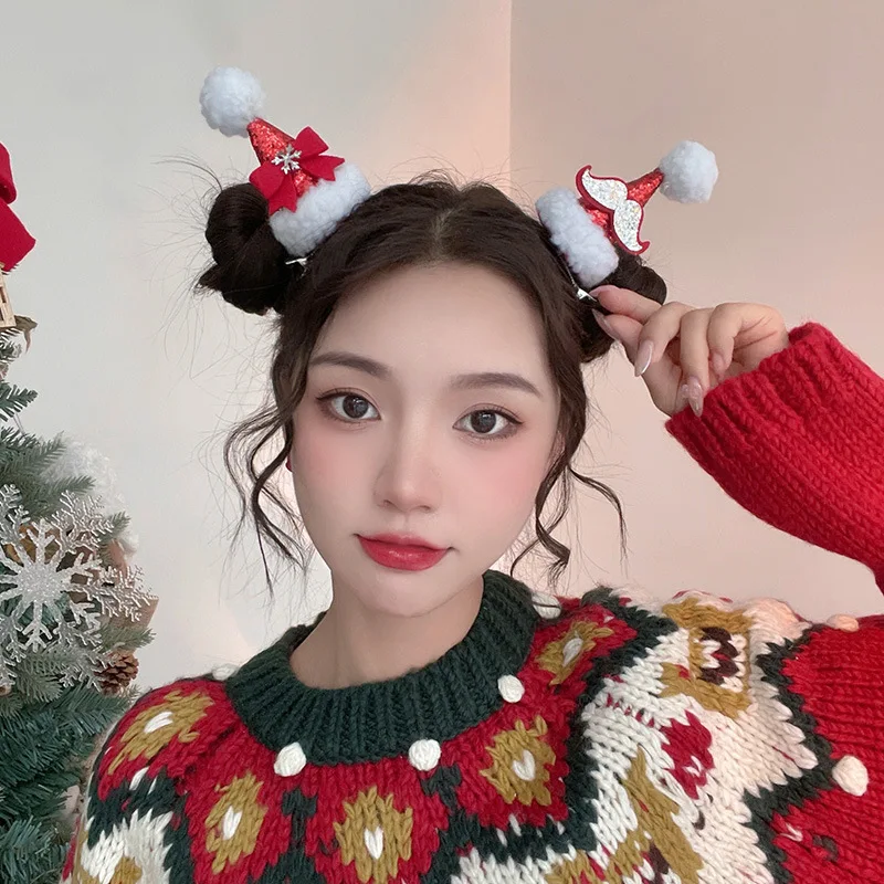 Description Picture 4 of itemChristmas Hair Clips Christmas Decoration Xmas Party Headbands Cute Deer Ear Hairpin New Year 2025 Supplies Navidad Decor