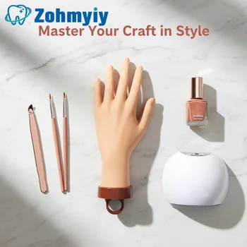 Mano per Pratica Unghie con Supporto da Tavolo Regolabile, Mani di Manichino Riutilizzabili per Principianti, Kit di Strumenti per Formazione in Salone di Gel Acrilico