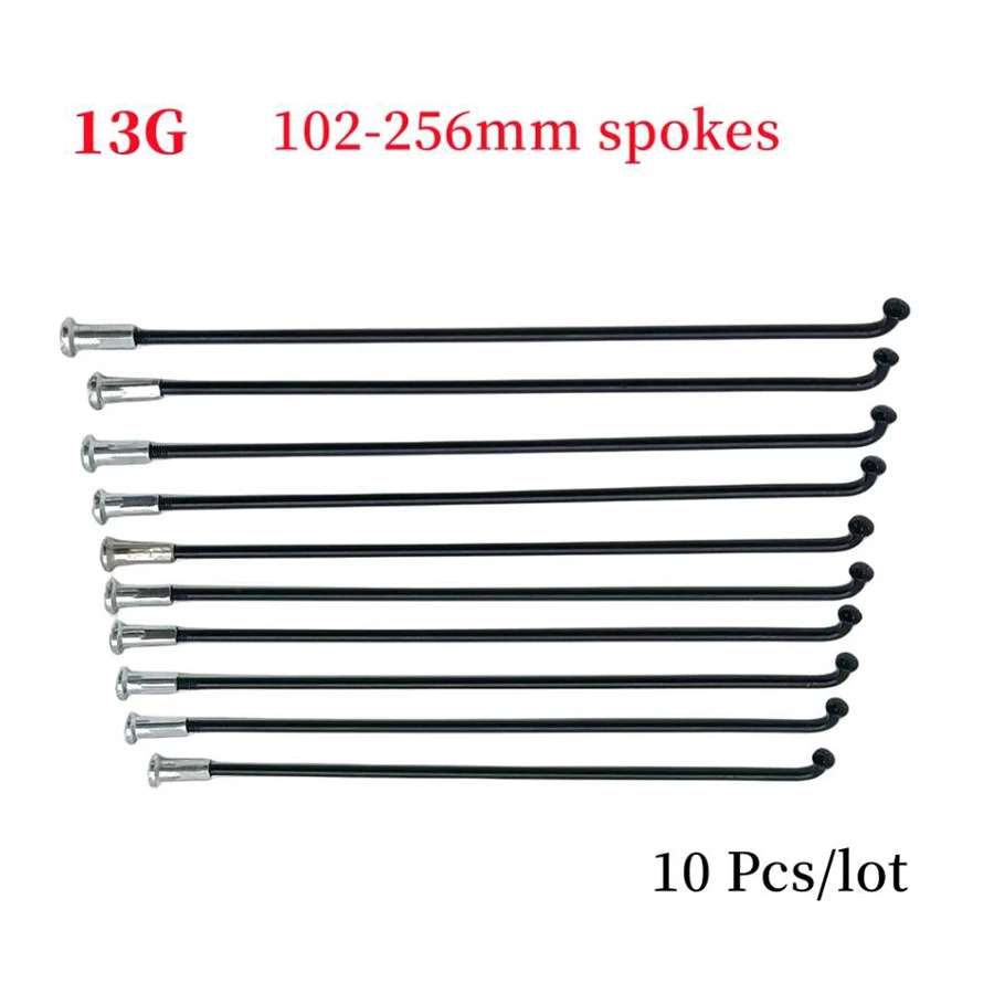 Bicycle 13G Diameter 2.3mm Length 102-256mm Spokes #45 Steel + Nipples 10 Pcs/lot bike spokes