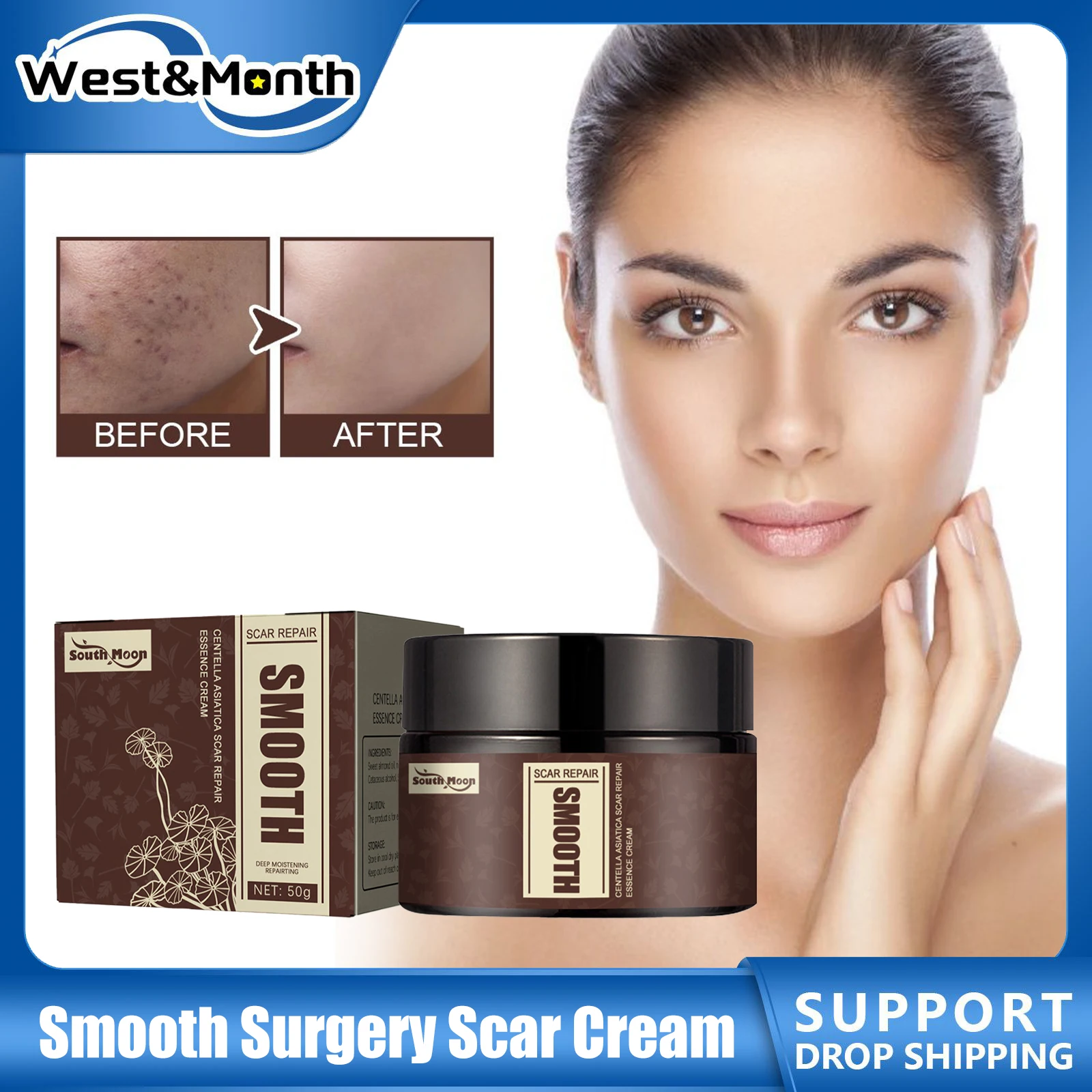 Scar Removal Cream Smoothing Skin Treatment Stretch Marks Burns Acne