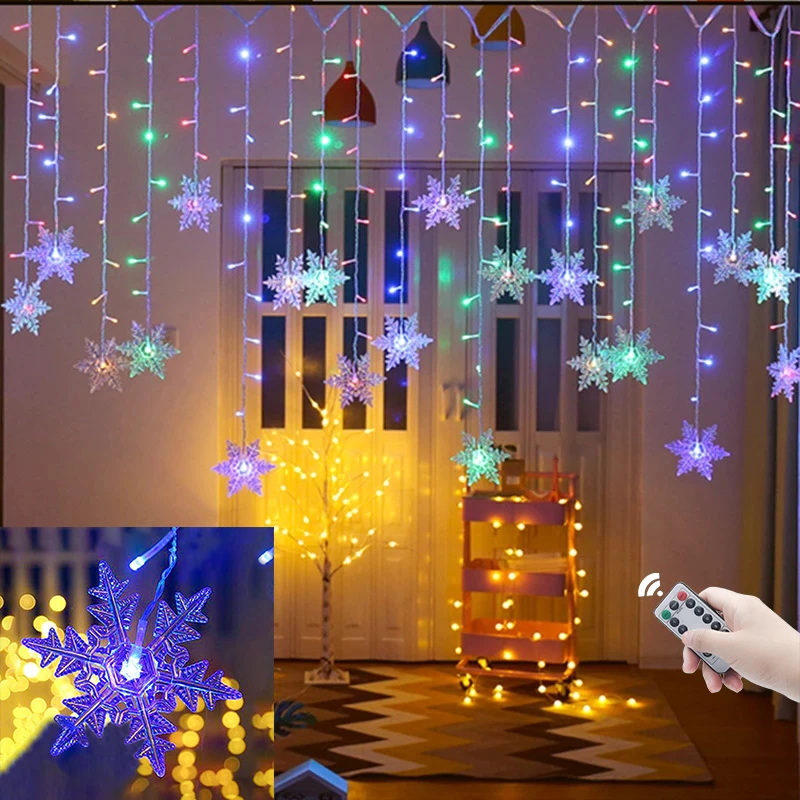 de luces LED de copos de nieve para Navidad, adornos para árbol Navidad, decoraciones para fiesta en casa, 2022|Decoraciones DIY fiestas| - AliExpress