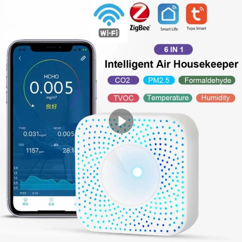 Zigbee Wifi Tuya Smart Air Quality Sensor Pm2.5 Pm10 Detector