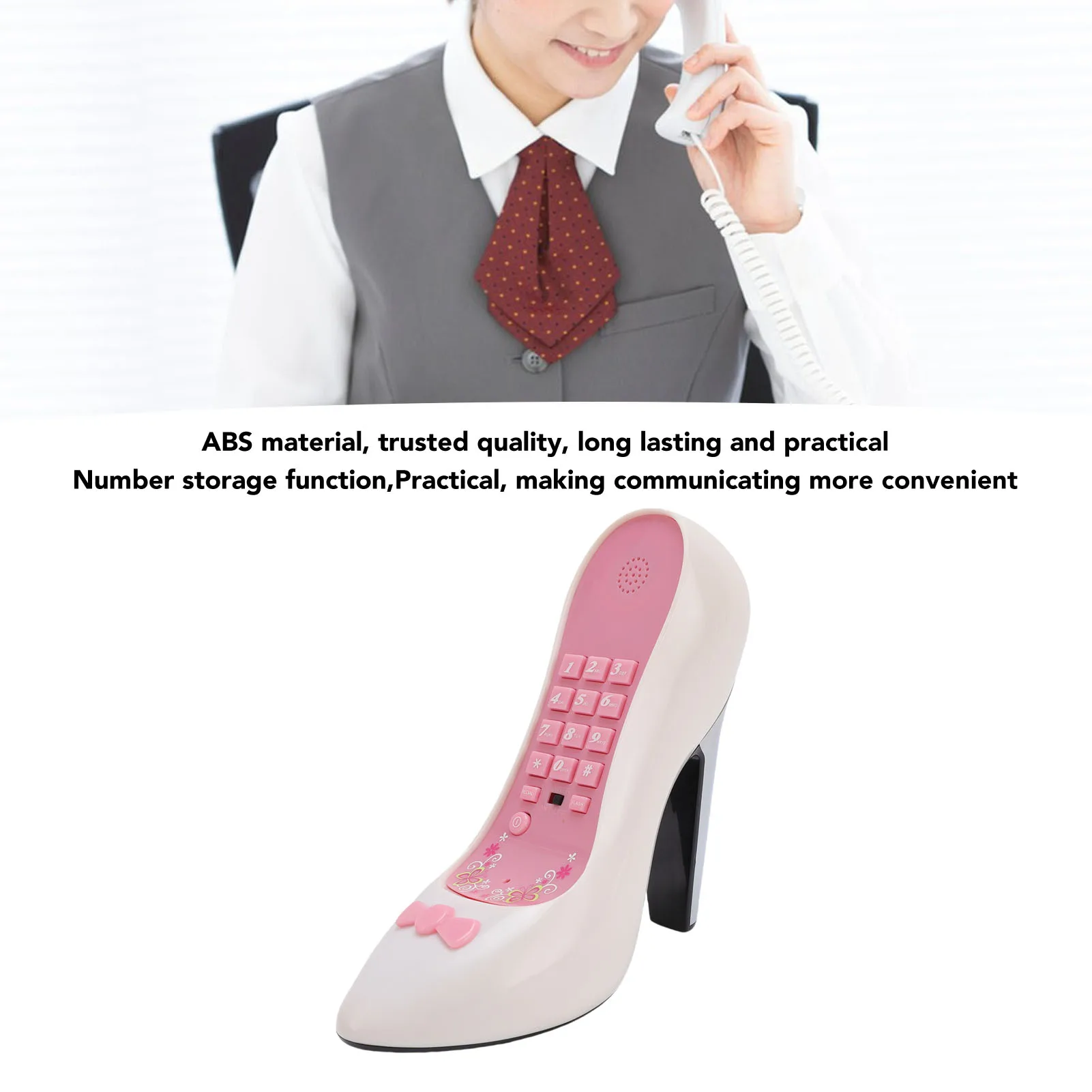 High Heel Shoe Telephone Novel Fashionable ABS Corded Phone with Number Storage Retro Vintage Special Shaped Home Decor Art