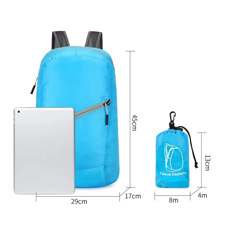 1pc Blue Foldable Backpack, Waterproof Storage Bag, Lightweight  Travel/hiking Backpack