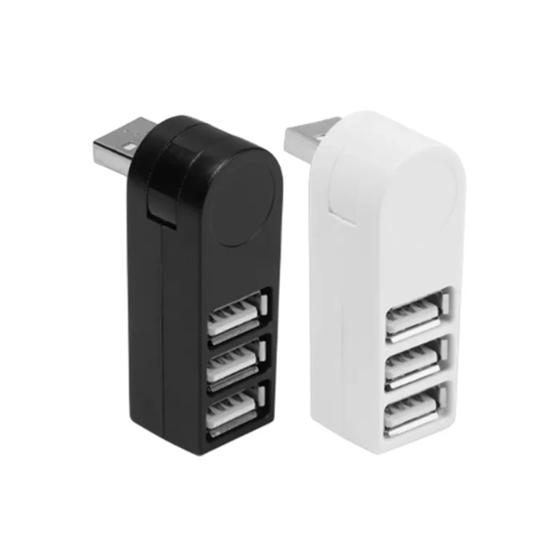 Rotatable 3 Ports Hub USB Mini Adapter Data Transfer For PC Laptop Computer Accessories