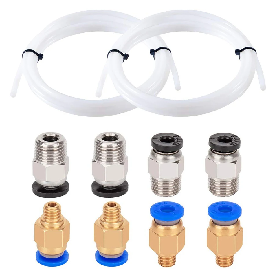 

3M Bowden PTFE Tubing for 1.75mm Filament + 4 Pcs PC4-M6 Fittings + 4 Pcs PC4-M10 Pneumatic Fittings for Creality Ender 3/3 Pro