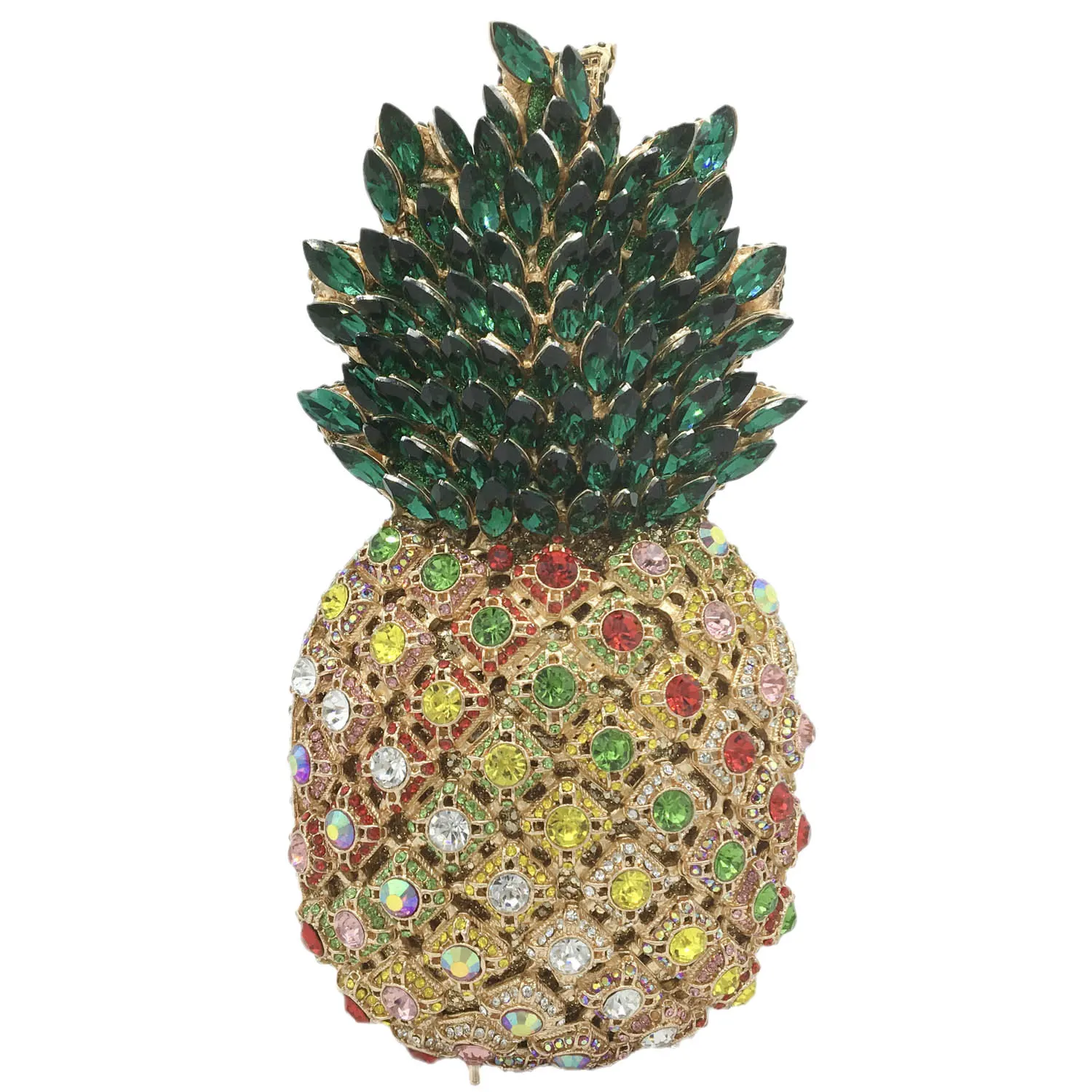 

Woman Pineapple Diamond Bags Ladies Designer Sparkle Metal Evening Clutch Handbag Crystal Rhinestone Purse