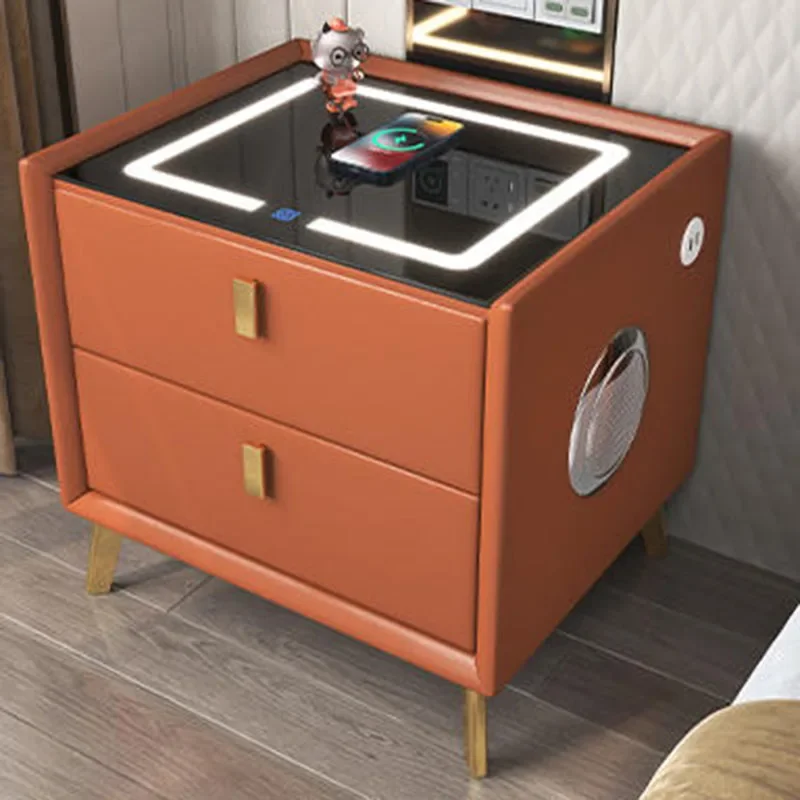 Wooden Furniture Nightstands Modern Luxury Laden Drawers Smart Basses Bedsides Table Desk Szafka Nocna Furniture Living Room