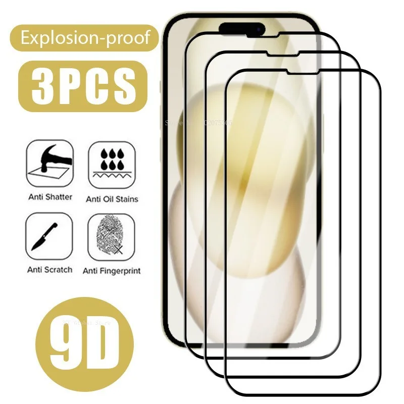 

Закаленное стекло 9H для iPhone 15 Pro Max 13 12 Mini 14 11 Pro, защитная пленка для экрана iPhone 15 14 7 8Plus 13 Mini XR XS Max, 3 шт.