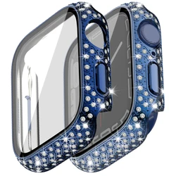 Diamond Full Protection Hard PC Cover Bumper with Tempered Glass Screen Protector for 41mm (01-Midnight Blue)