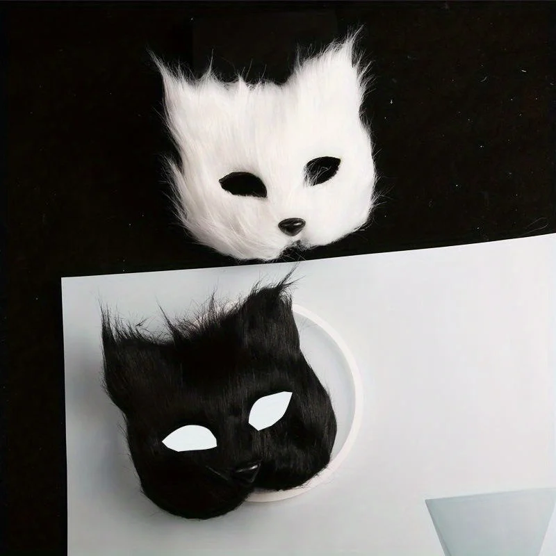 Fuchs Langes Haar Simulierte Halbgesichtsmaske Halloween Cosplay Make-up Ball Party Prop Liaozhai Little Fox Fairy Maske – Detail 2