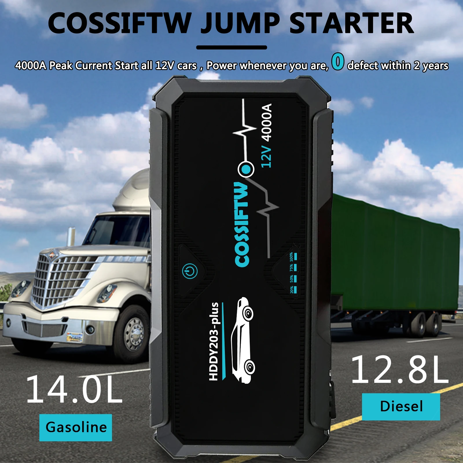 

Jump Starter Power Bank 12V Automotive Battery Charger Fast Charge USB3.0 Car Battery Booster 4000A Portable Starting Auxiliary