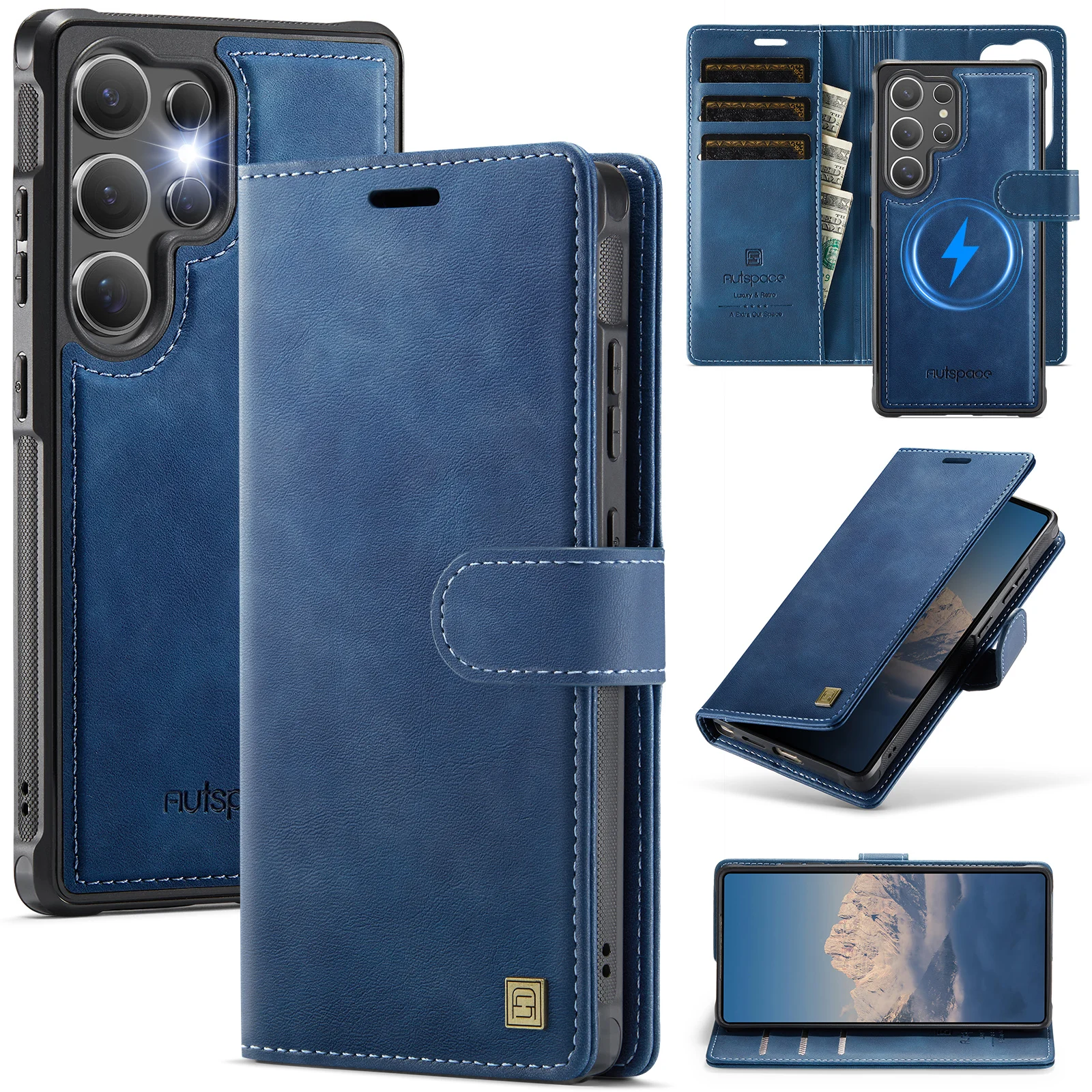 Leather Phone Case 2-in-1 Detachable Wallet Cover With Card Holder For Samsung Galaxy S25 Plus