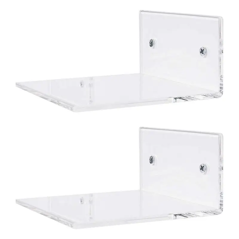 

2PCS Acrylic Floating Shelf Floating Wall Shelves Bedroom Kitchen Transparent Storage Shelves Minimalist Home Storage Supplies