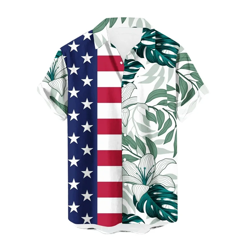 thumbnail image 1 of Camisas hawaianas divertidas para hombre, camisas con botones y estampado 3D del Día de la Independencia, camisas de manga corta para vacaciones tropicales, camisas hawaianas para playa, 1 of 5