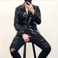 Men Leather Suits Jacket Fashion Slim Casual Coats Solid Color Business Suits Jackets Men's Tops Mens Clothing 2024 New Winter 2