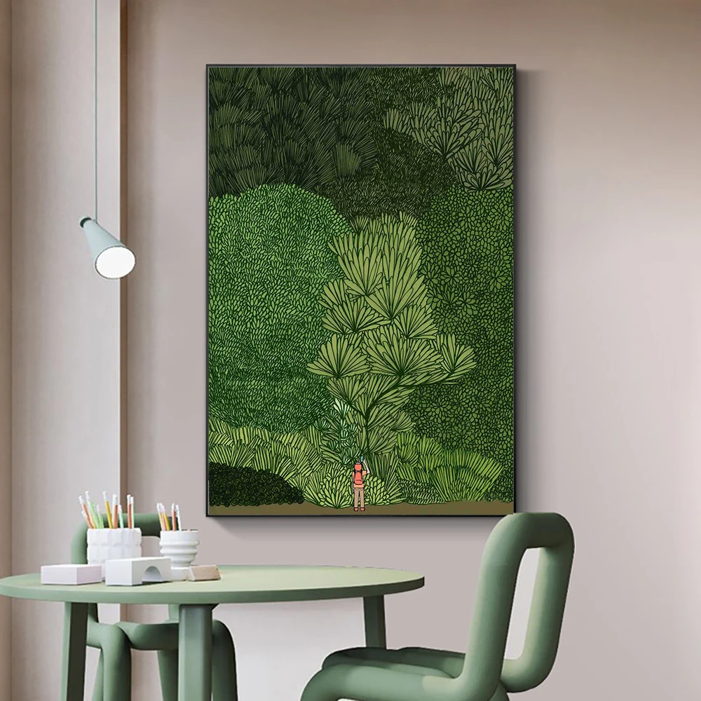 

Modern Art Landscape Figures Canvas Interior Paintings Prints Green Tree Aesthetic Wall Posters Home Decor Cuadros Para Salon