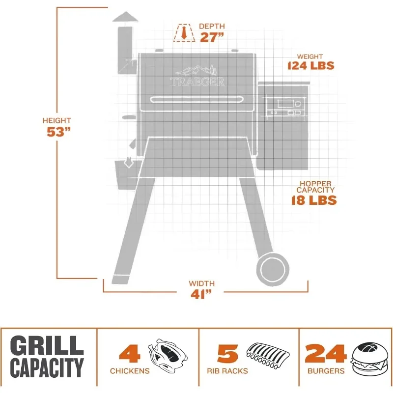Traeger Grills Pro 575 Electric Wood Pellet Grill and Smoker, Bronze, 572 Square Inches Cook Area, 500 Degree Max Temperature 5