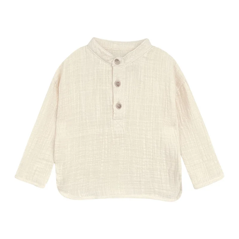 Fashion Baby Boy Cotton Shirt Long Sleeve Infant Toddler Child Button Shirt Casual Outfit Spring Autumn Baby Clothes 1-5Y